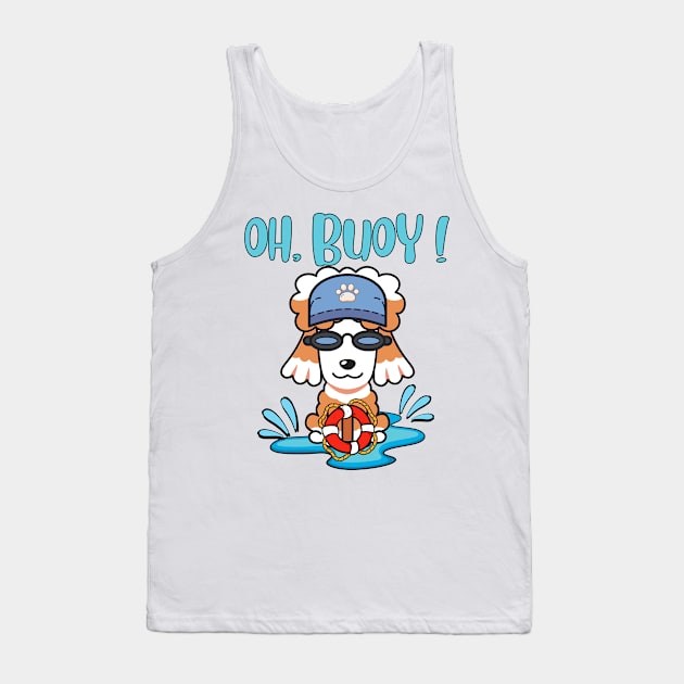 Funny Poodle swimming with a Buoy - Pun Intended Tank Top by Pet Station